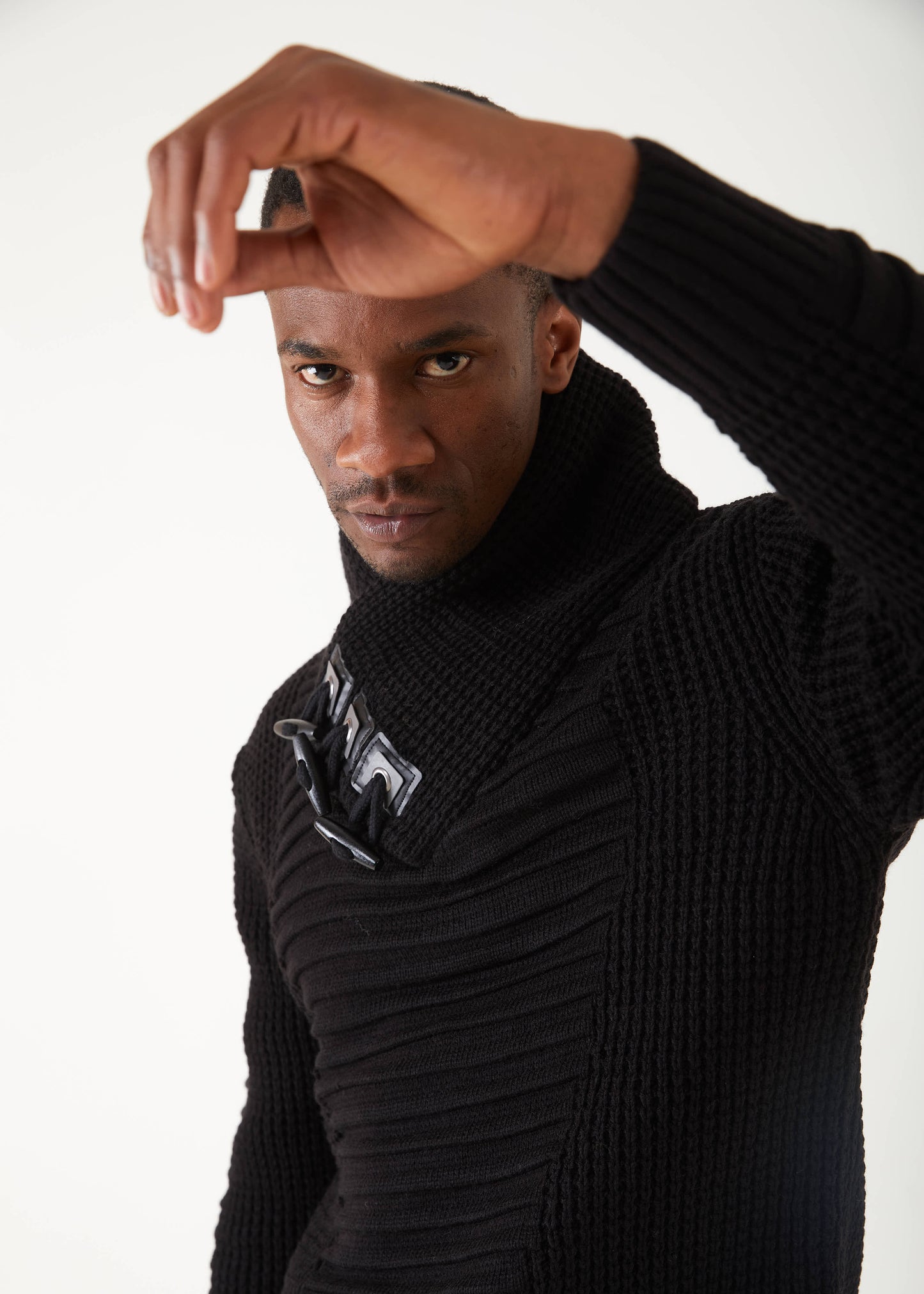 Men's Black Stripe Pullover Sweater | Solid