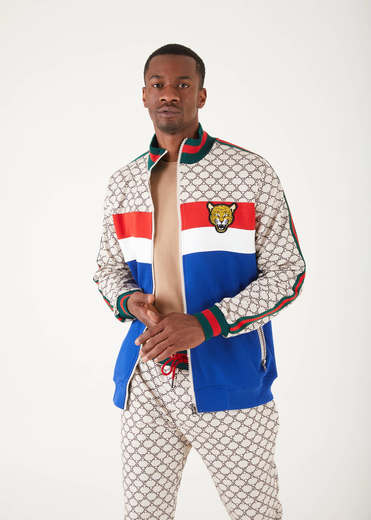 Men's Cream Zip Up Sweat Suit | SETS