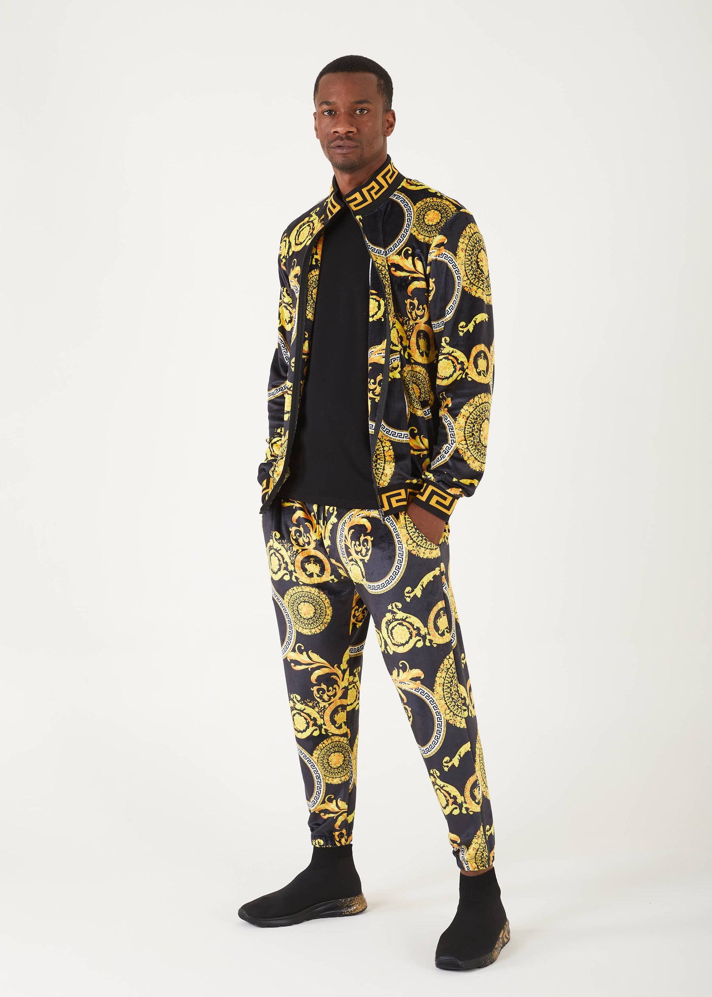Men's Gold Zip Up Sweat Suit | SETS