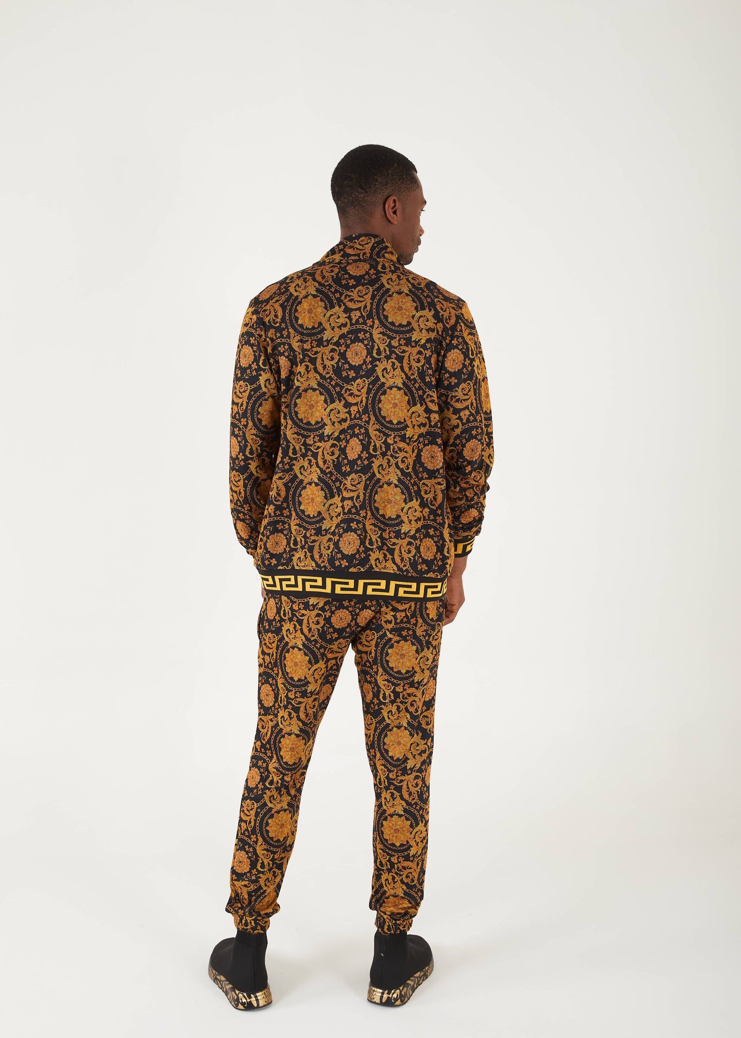Men's Black Printed Sweat Suit | SETS