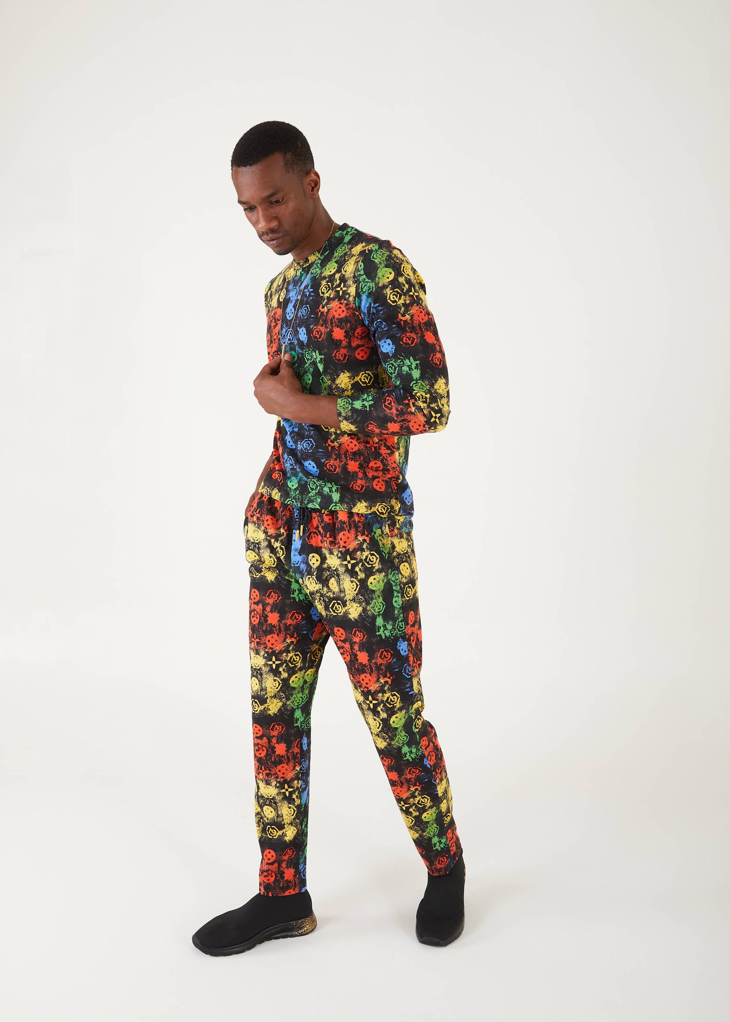 Men's Multi Color Printed Sweat Suit | SETS