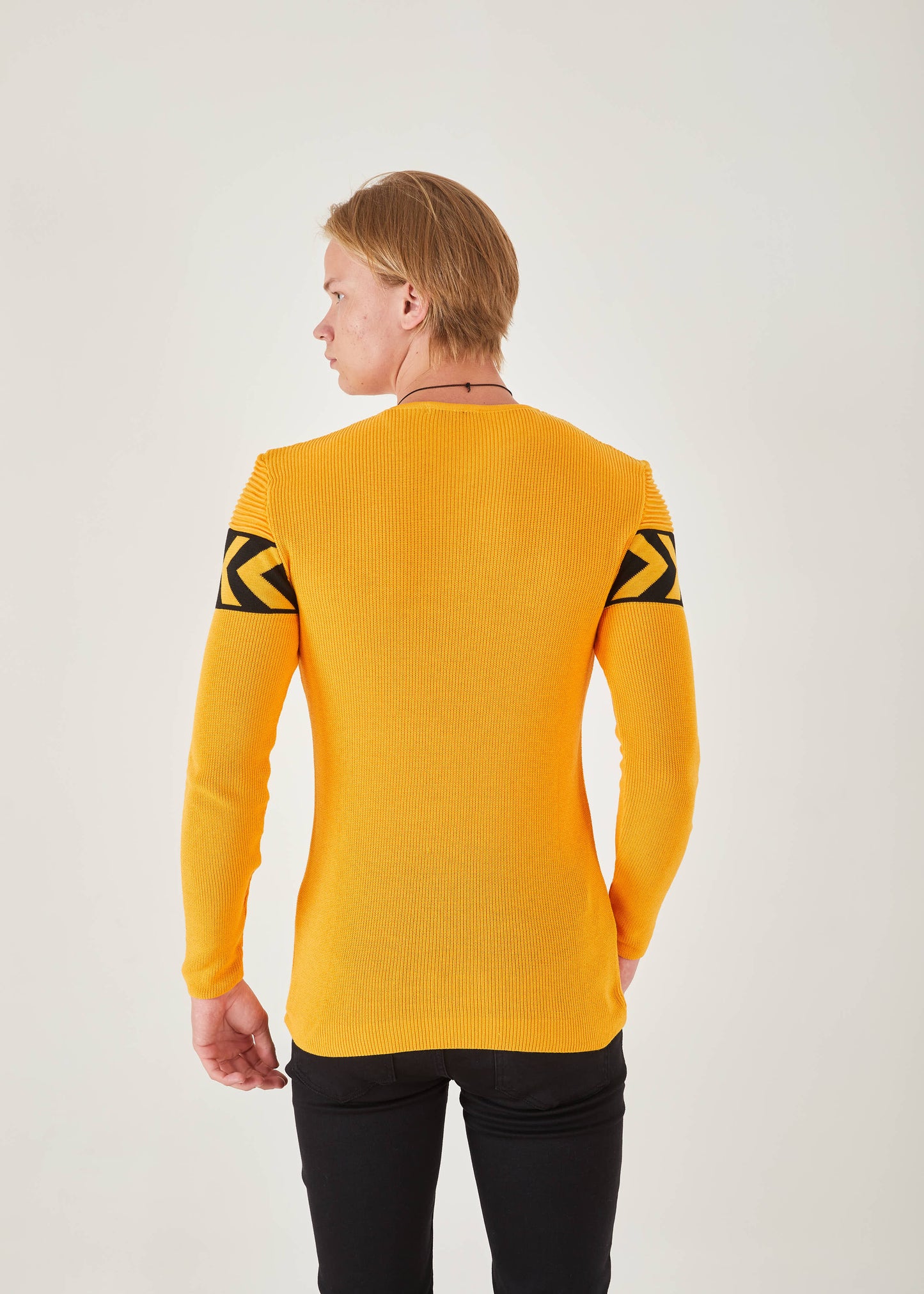 Men's Slim Fit Yellow Sweater | Black Arrows