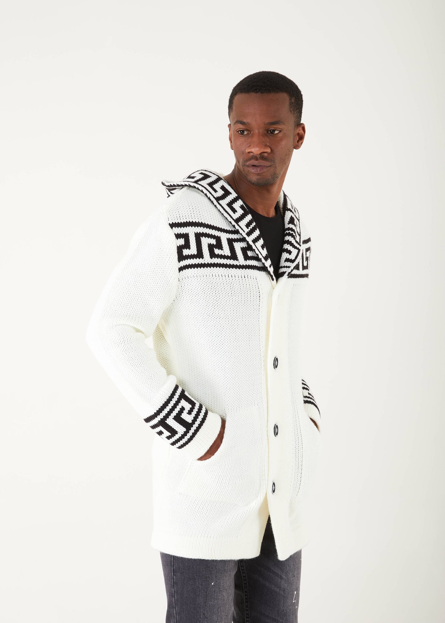 Men's White Boxed Long Sweaters | Hoodie