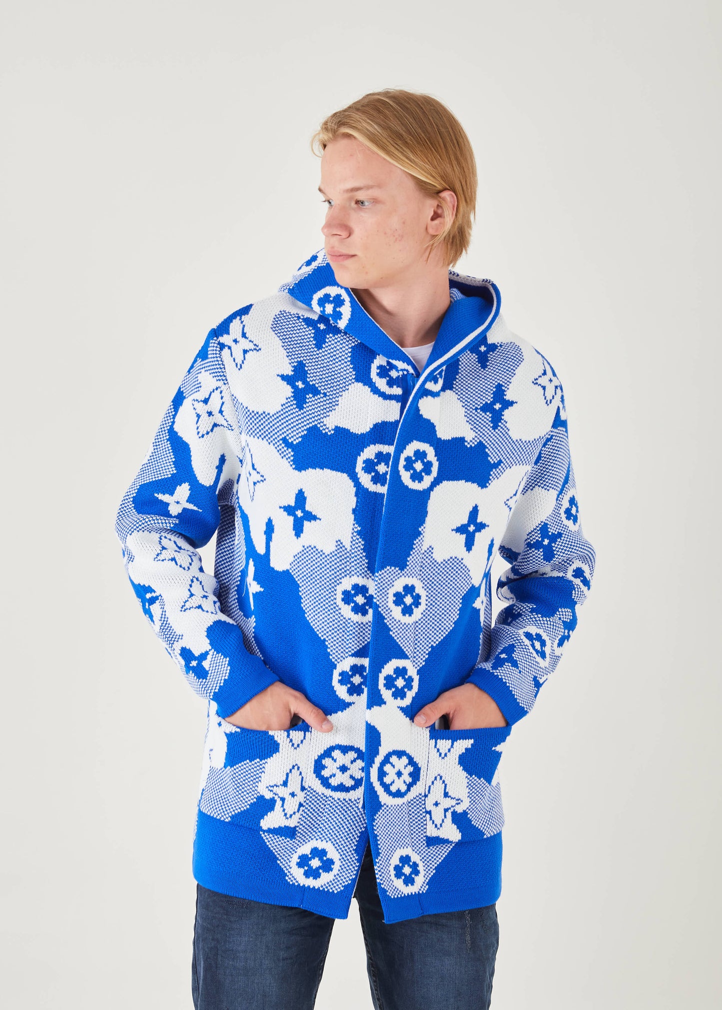 Men's Royal Diamond Long Sweaters | Hoodie