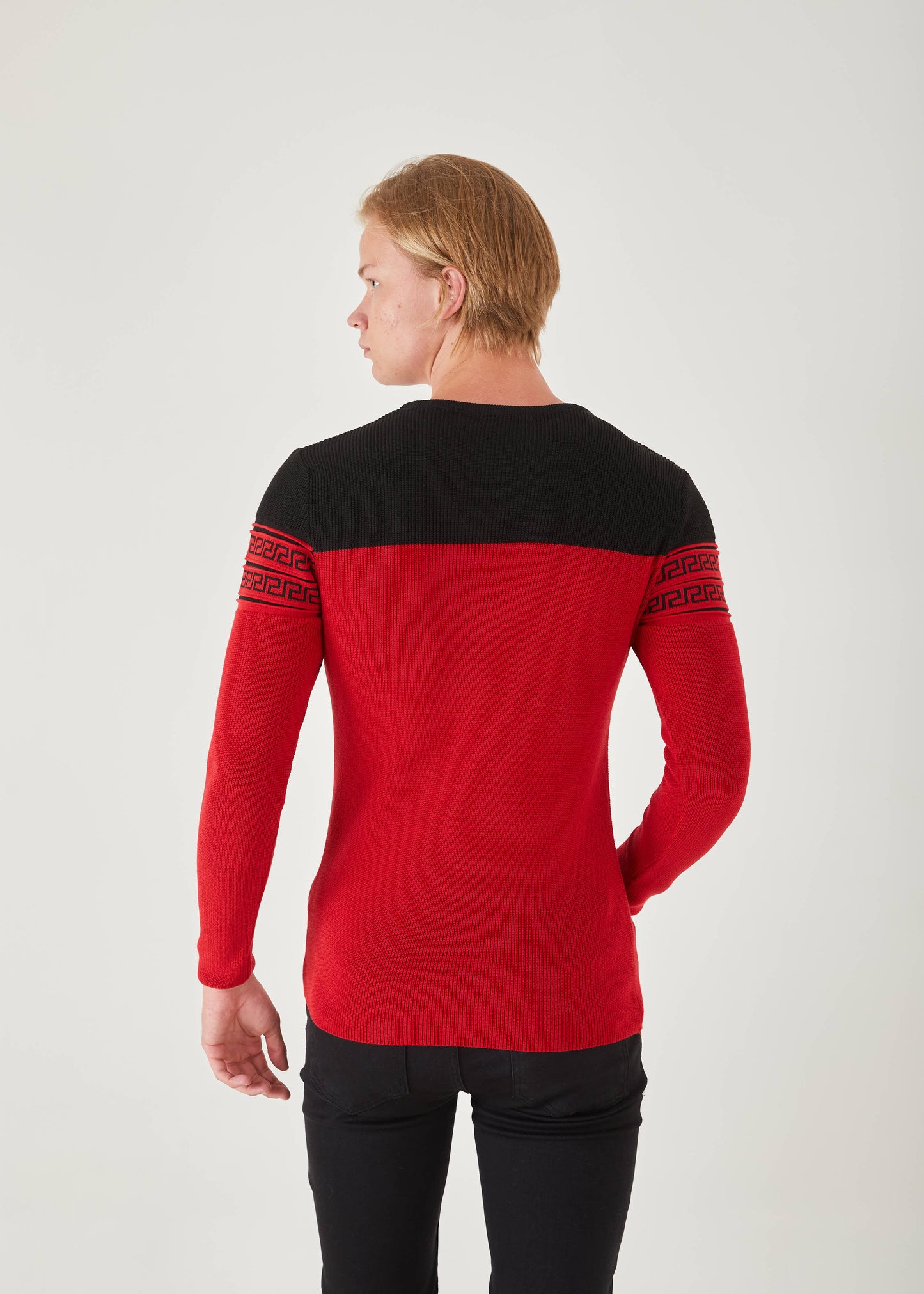 Men's Slim Fit Red Sweater | QT Black