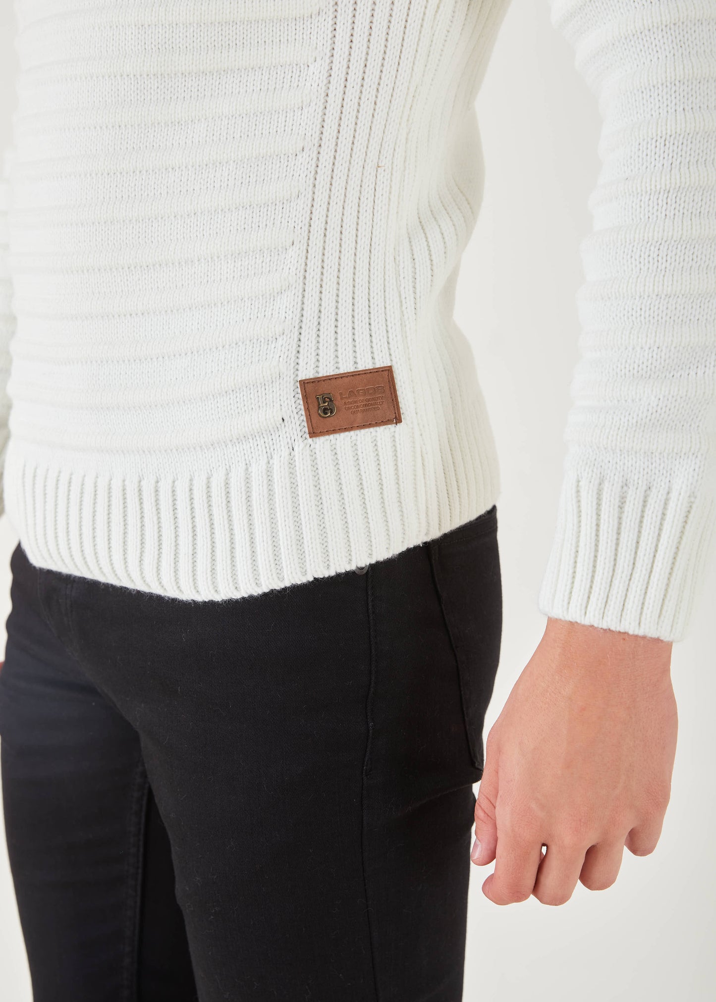 Men's White Pullover Sweater | Green & Red Stripe
