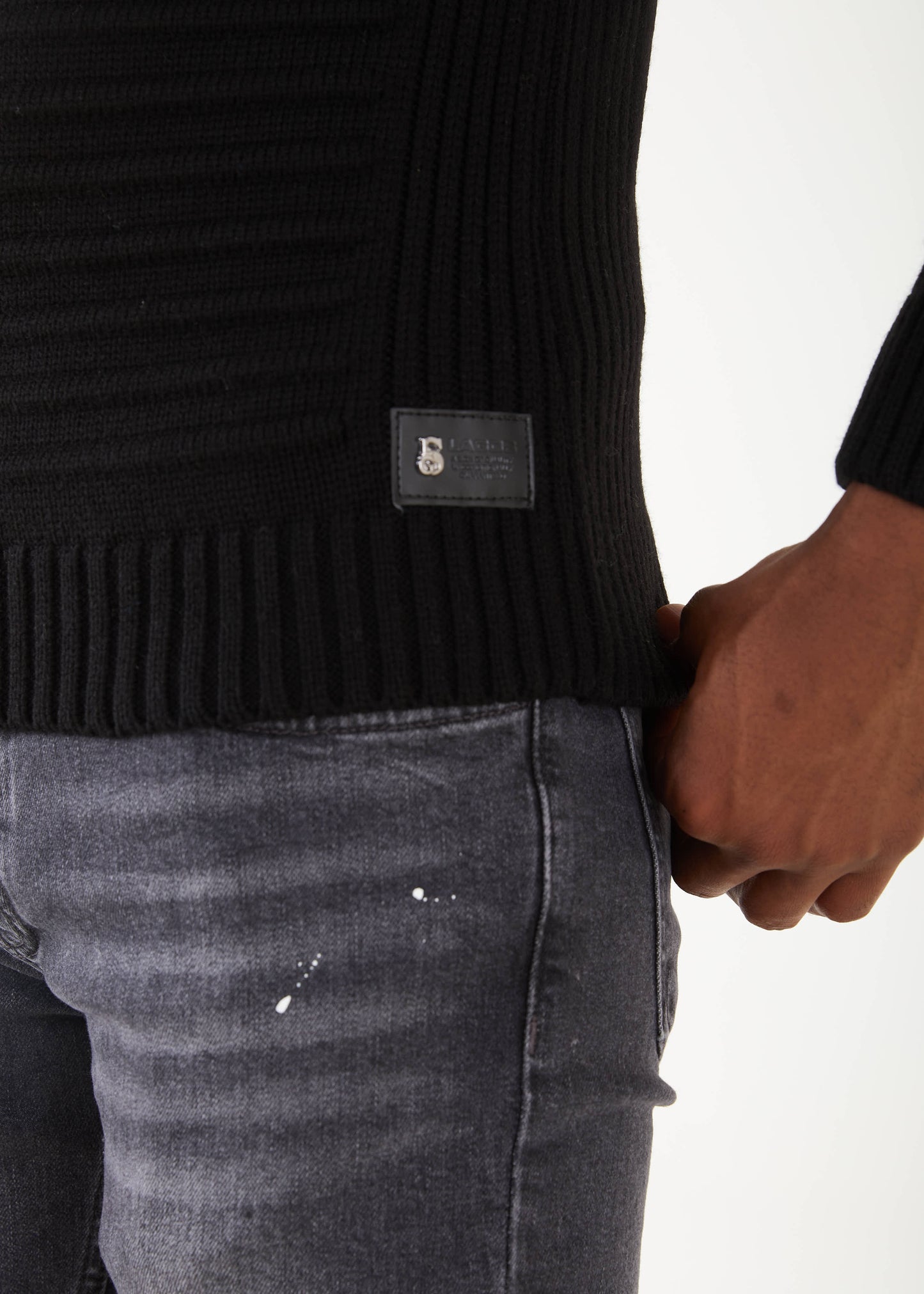 Men's Black Pullover Sweater | Green & Red Stripe
