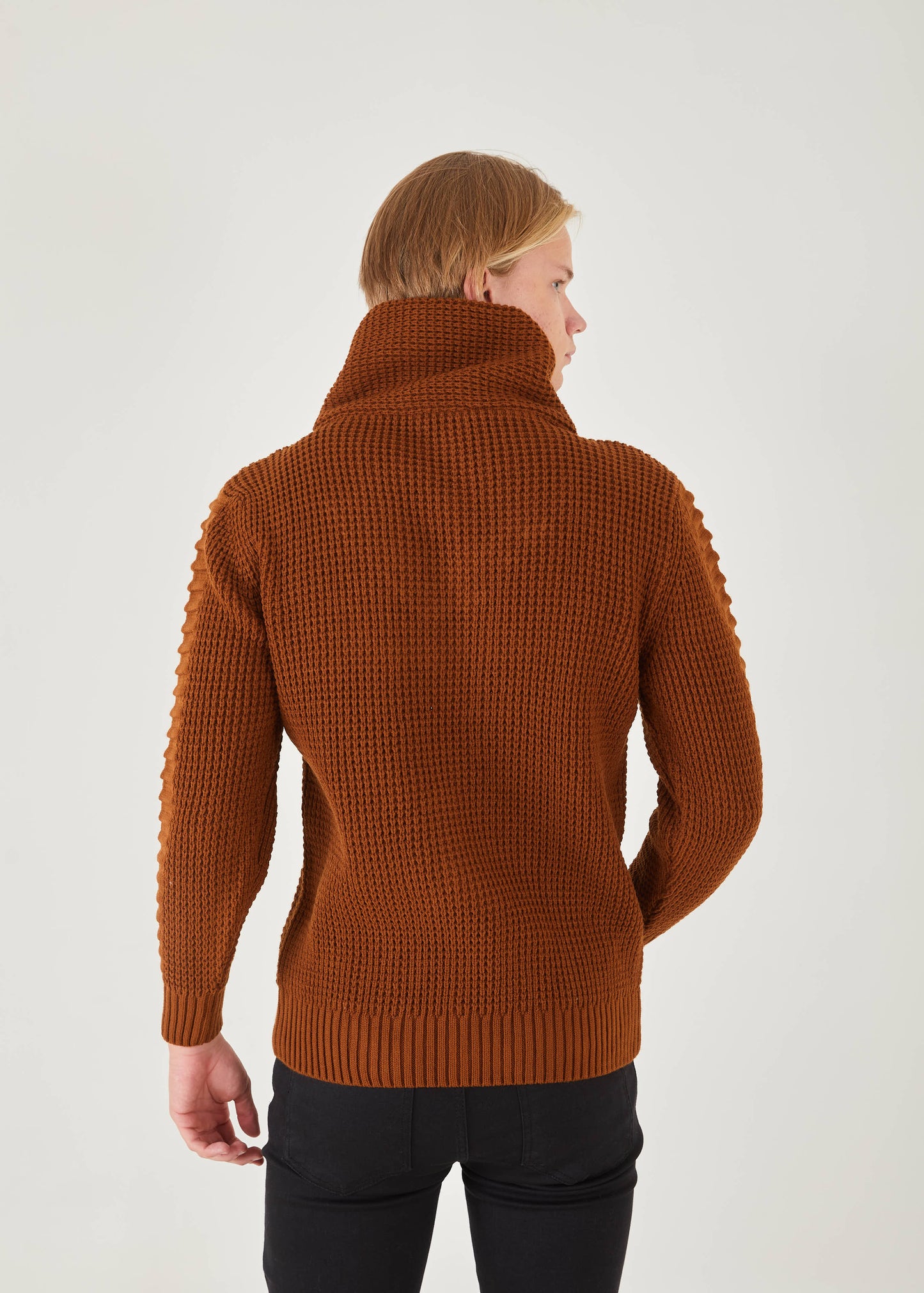 Men's Black Knitted Stripe Pullover Sweater | Solid