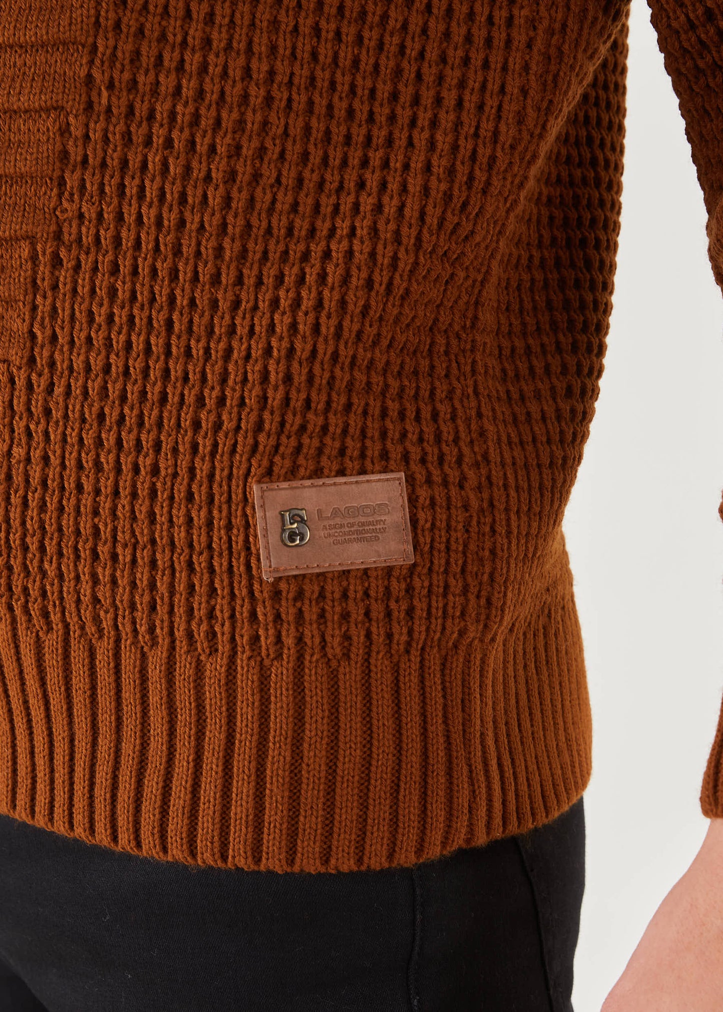 Men's Black Knitted Stripe Pullover Sweater | Solid