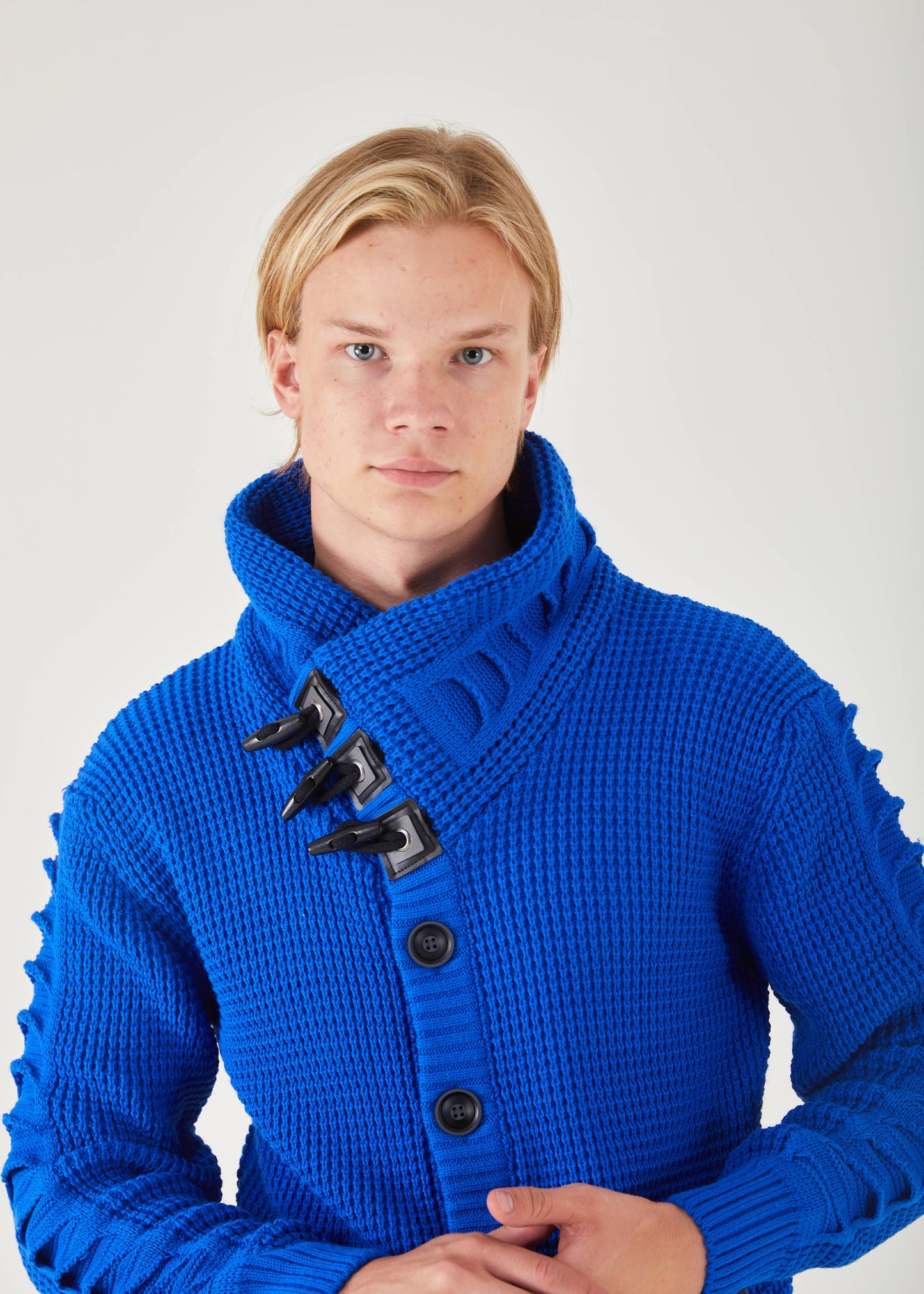 Men's Royal Button Up Sweater | Solid Striped