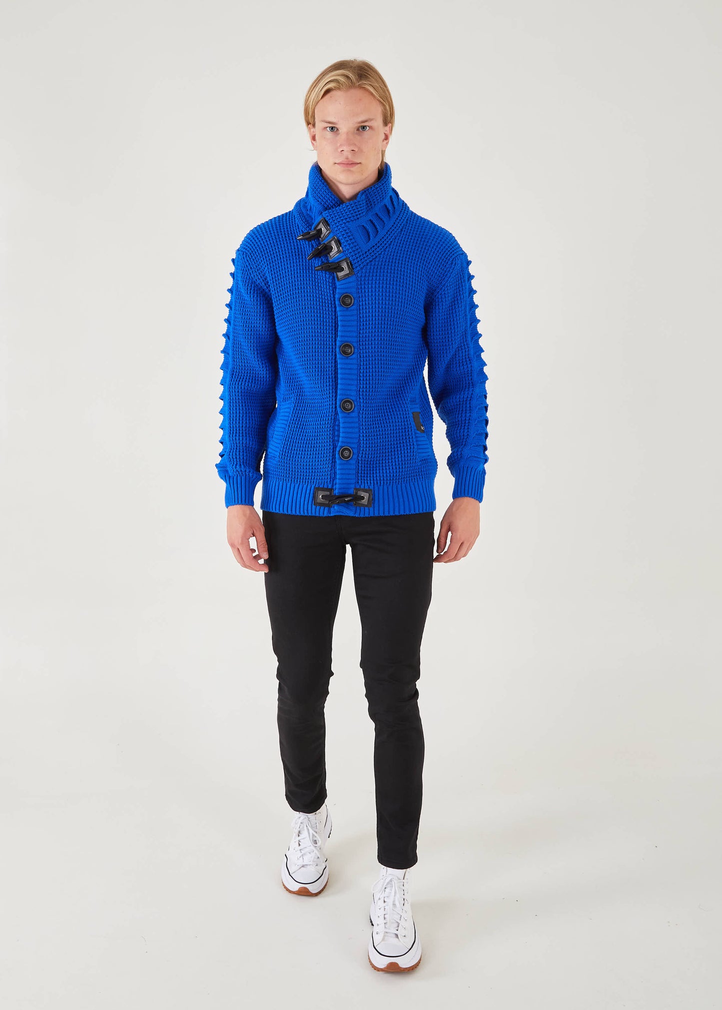 Men's Royal Button Up Sweater | Solid Striped