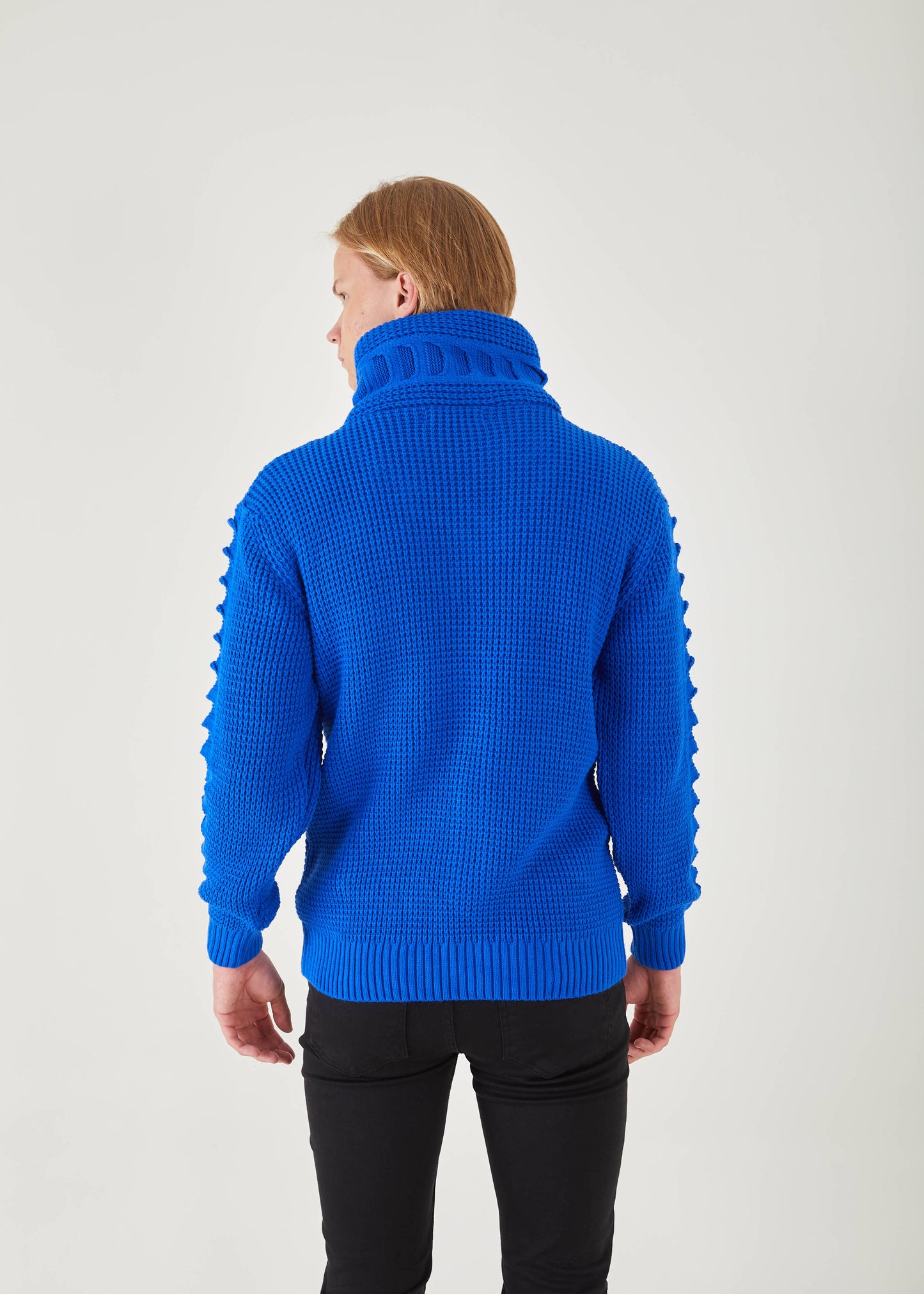 Men's Royal Button Up Sweater | Solid Striped